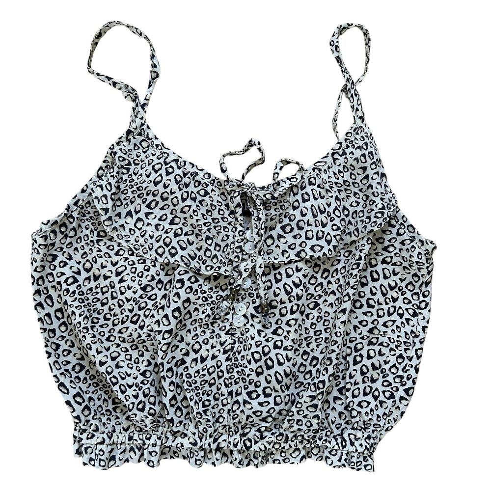 Kivari Leopard Cami Crop Top Size XS Ruffle Australian Designer